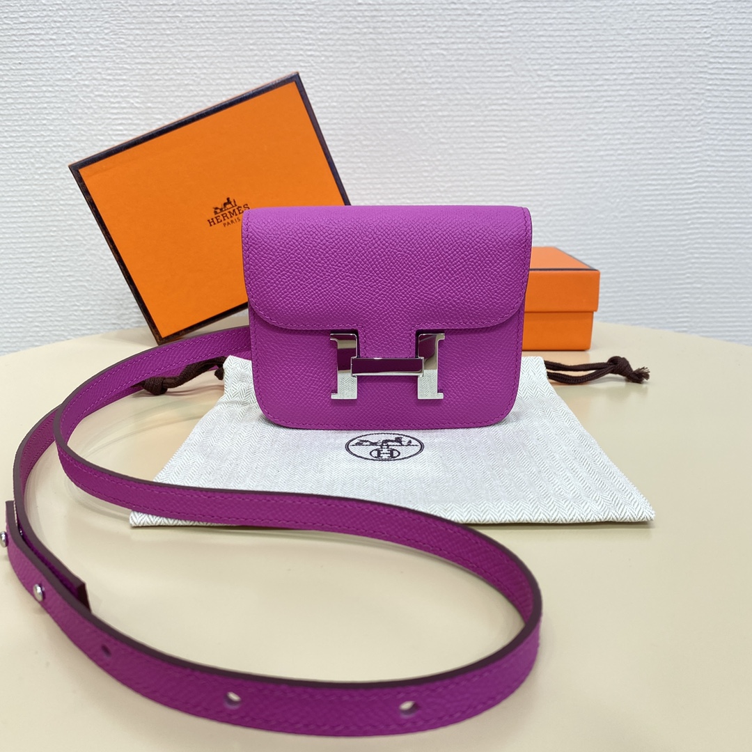 Hermes Constance Slim Wallet Belt Bag In Anemone Epsom Leather